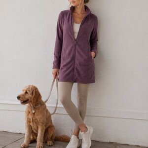 Mondetta | Mauve Berry Fleece Long Jacket